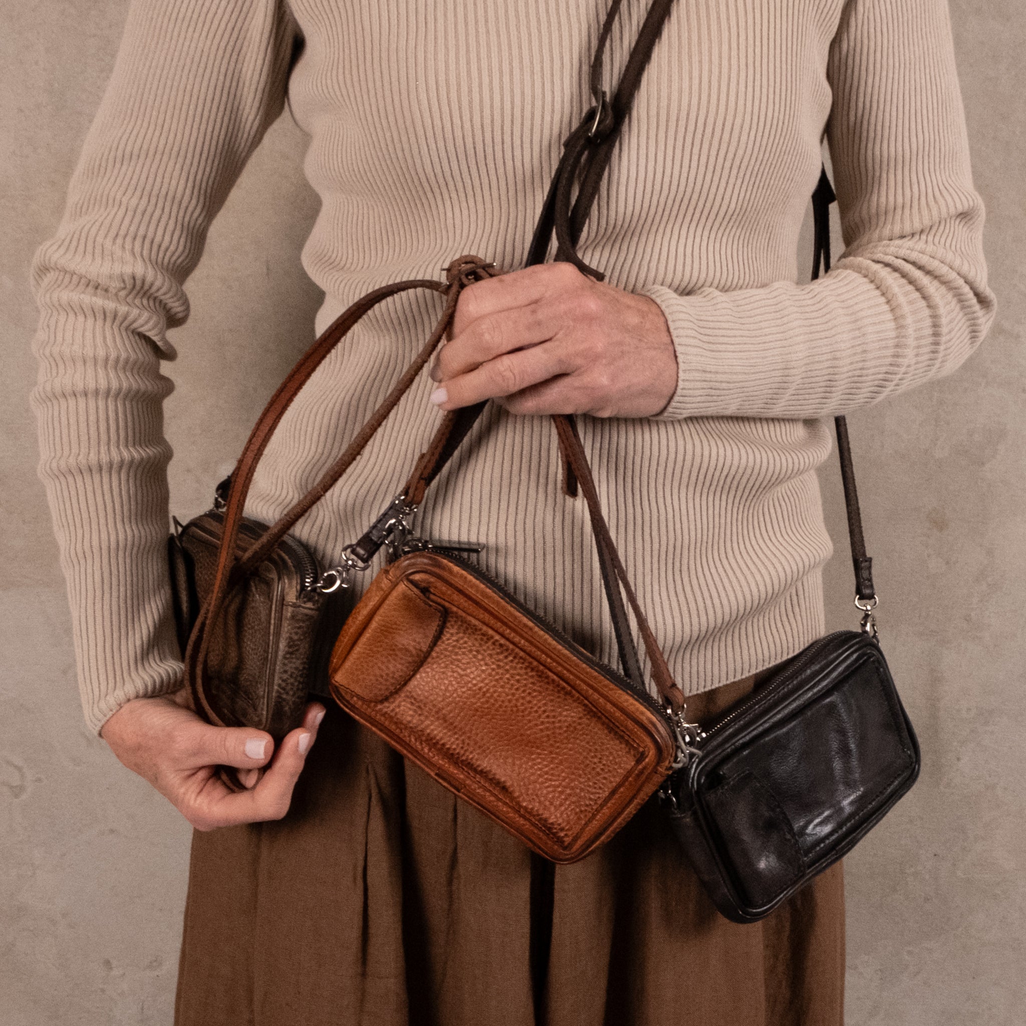 Numero 10 Osiride Rhum Leather Mini Crossbody