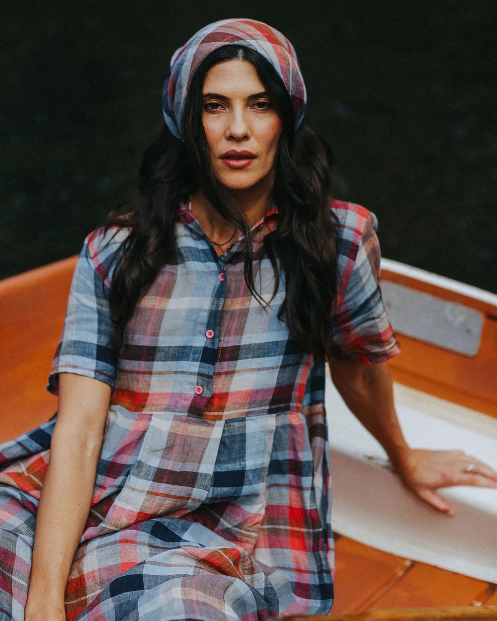 Montaigne Vianne Multi Check Linen Dress