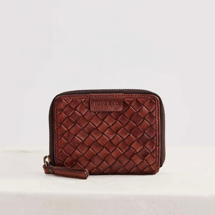 Juju & Co Small Basque Woven Leather Wallet