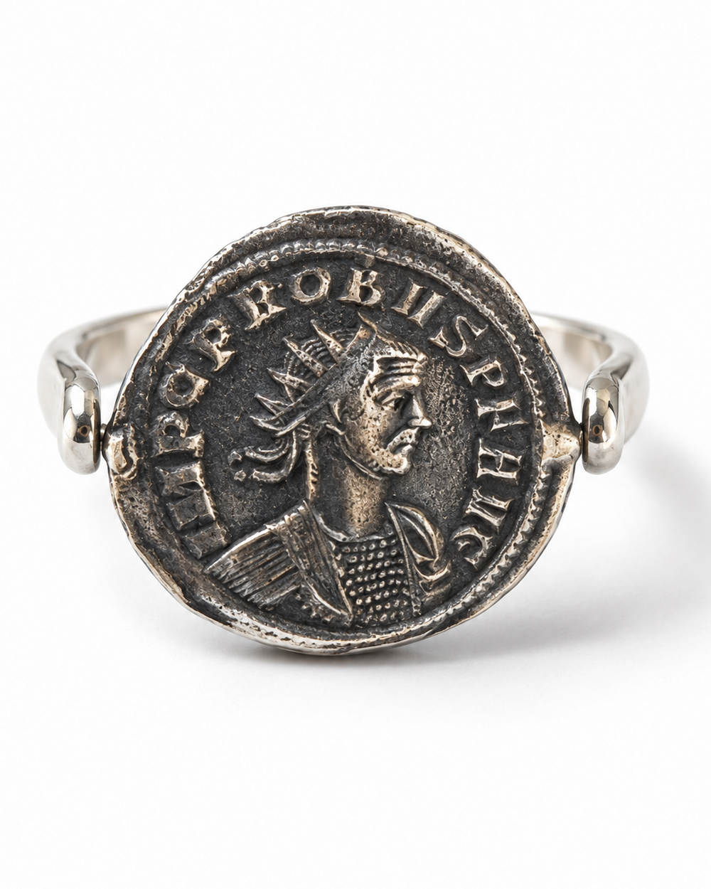Verso Roman Coin Oxidised Sterling Silver Ring