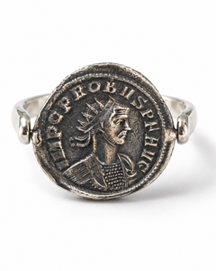 Verso Roman Coin Oxidised Sterling Silver Ring