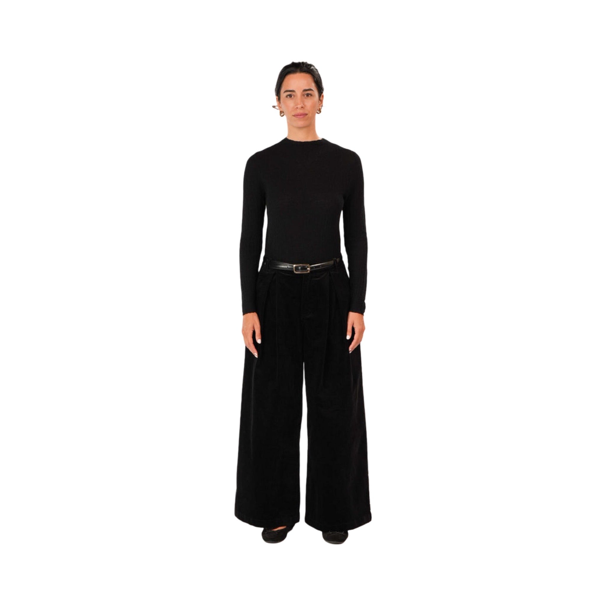 Montaigne Cotton Corduroy Front Pleated Wide Leg Pants
