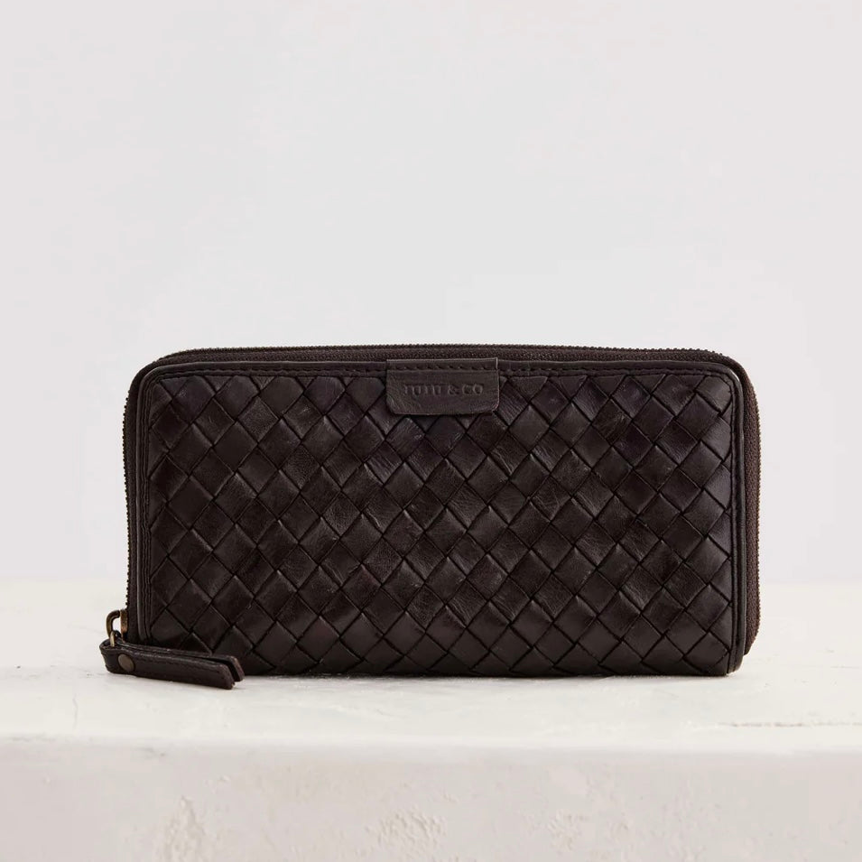 Juju & Co Large Basque Woven Leather Wallet