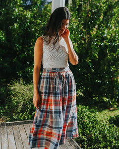 Montaigne Amélie Multi-Check Linen Skirt