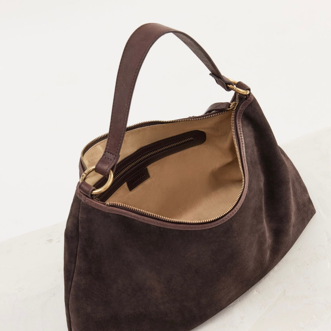 Juju & Co Chocolate Suede Slouchy Bag