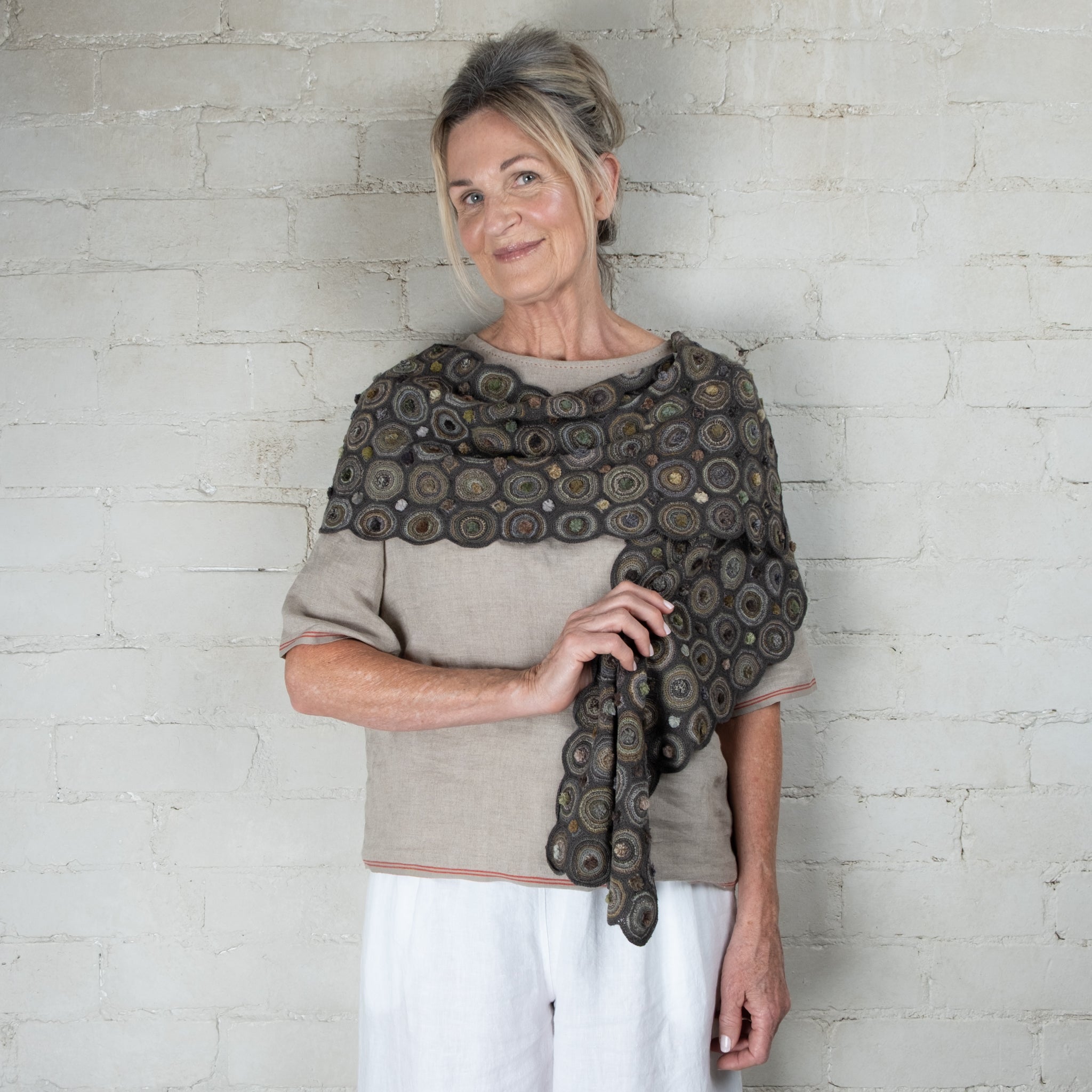 Sophie Digard Hand Crocheted Large Nori Wool Scarf