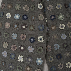 Sophie Digard Hand Crocheted Medium Wool Scarf with Small Raised Woven Flowers