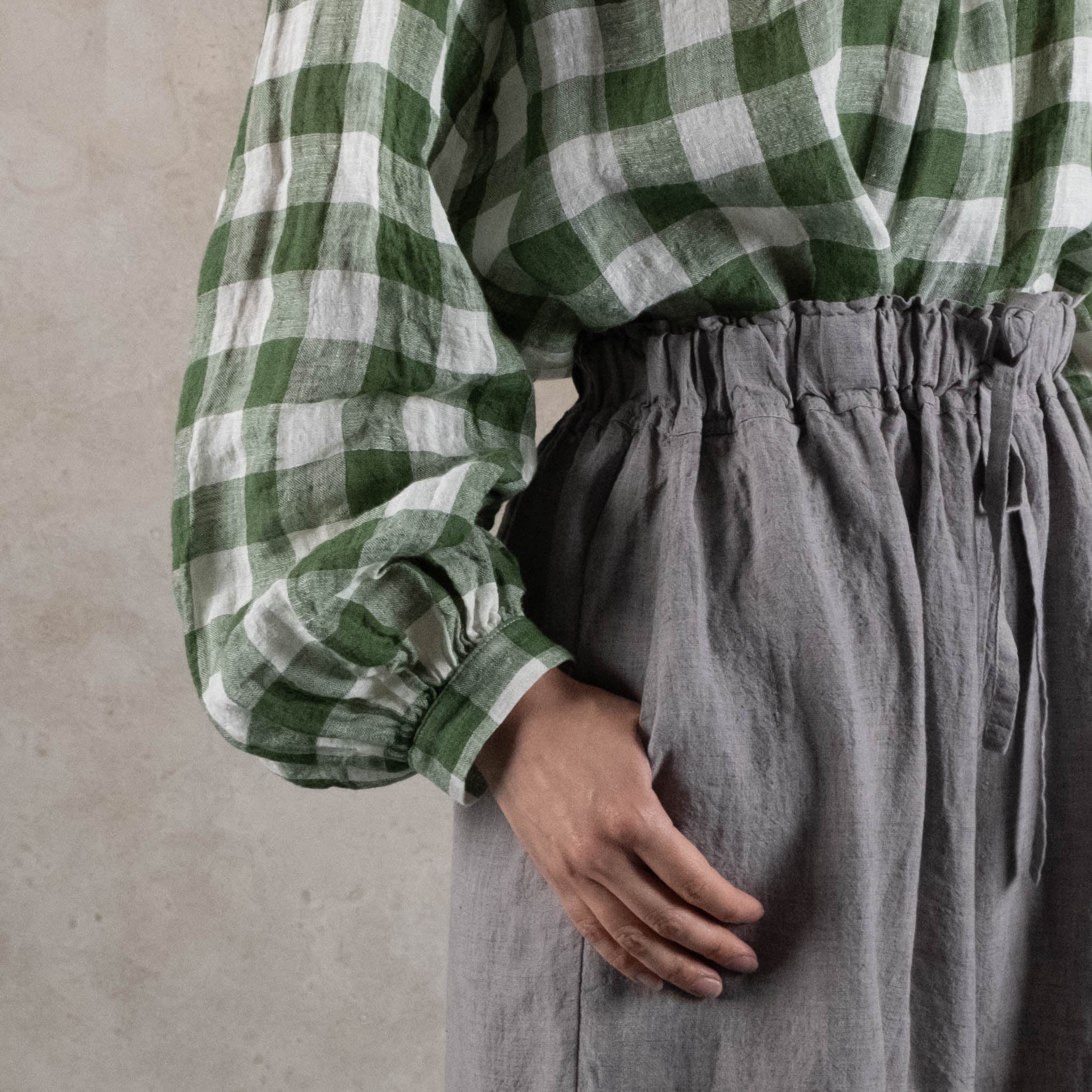 Manteau Noir Adelia Check Linen Gauze Top
