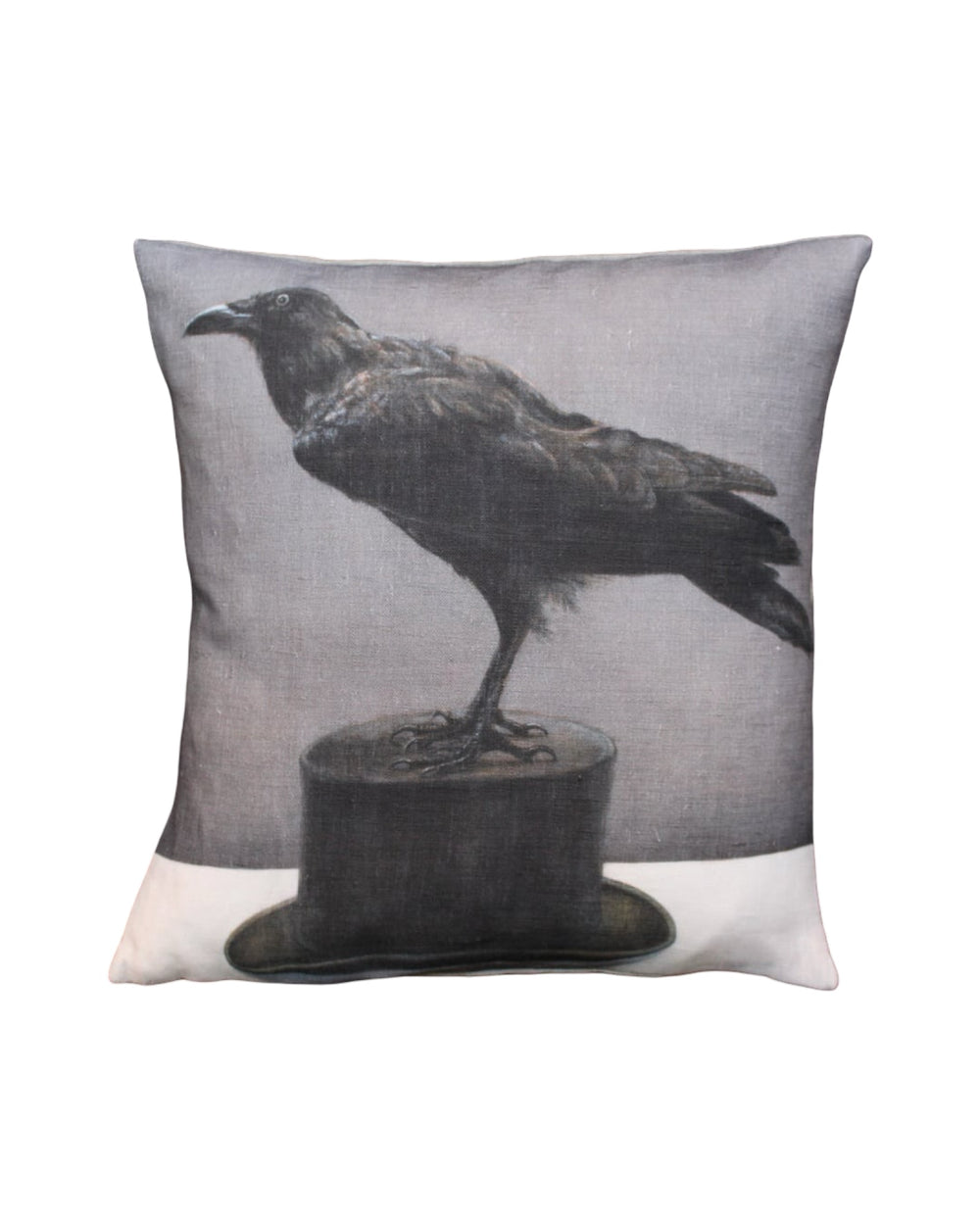 Anita Mertzlin Raven On A Hat Linen Cushion