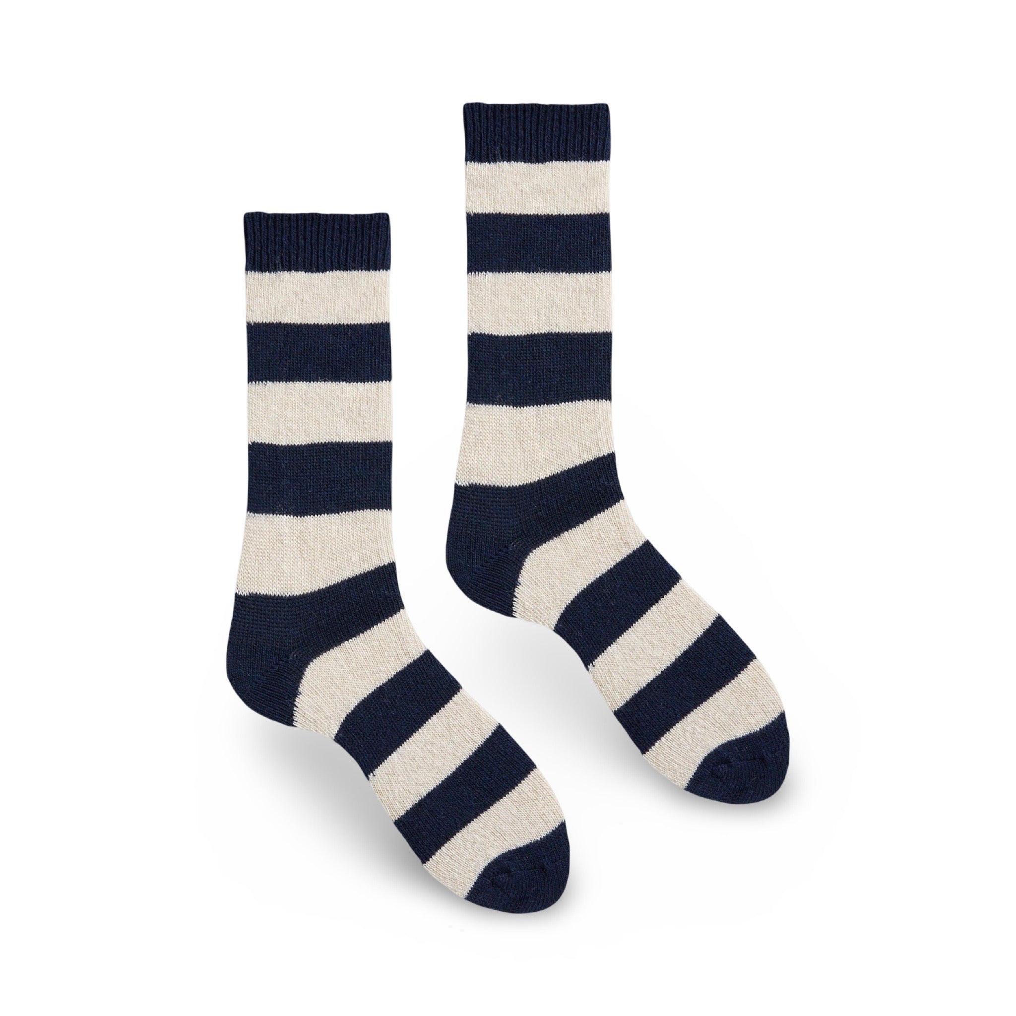 Lisa B Wool Cashmere Rugby Stripe Crew Socks