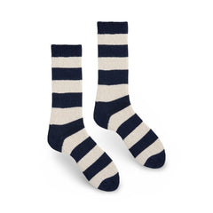 Lisa B Wool Cashmere Rugby Stripe Crew Socks