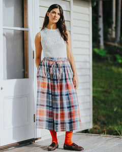 Montaigne Amélie Multi-Check Linen Skirt