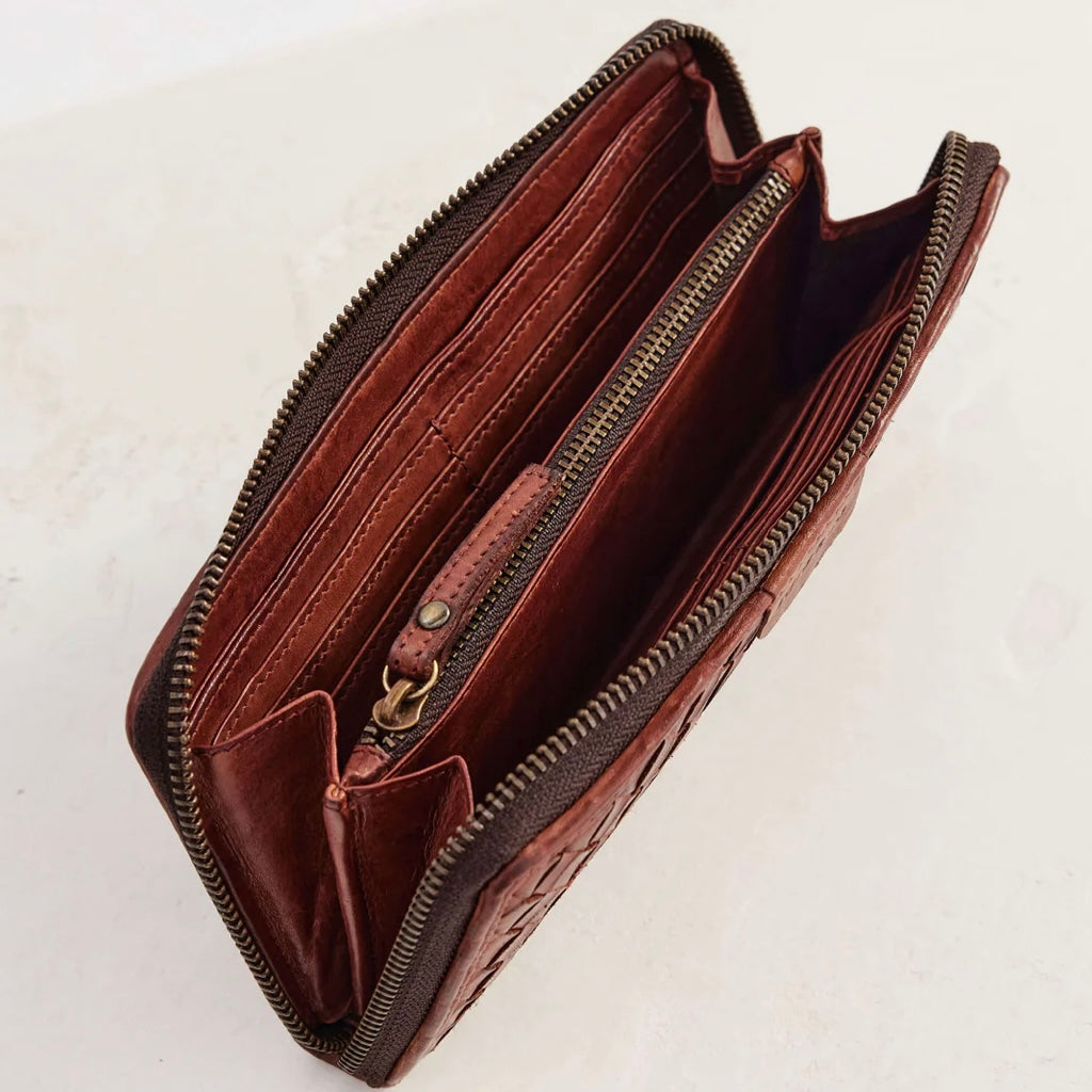 Juju & Co Large Basque Woven Leather Wallet
