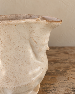 Antique Italian Small Cream Majolica Jug With Face Spout Detail