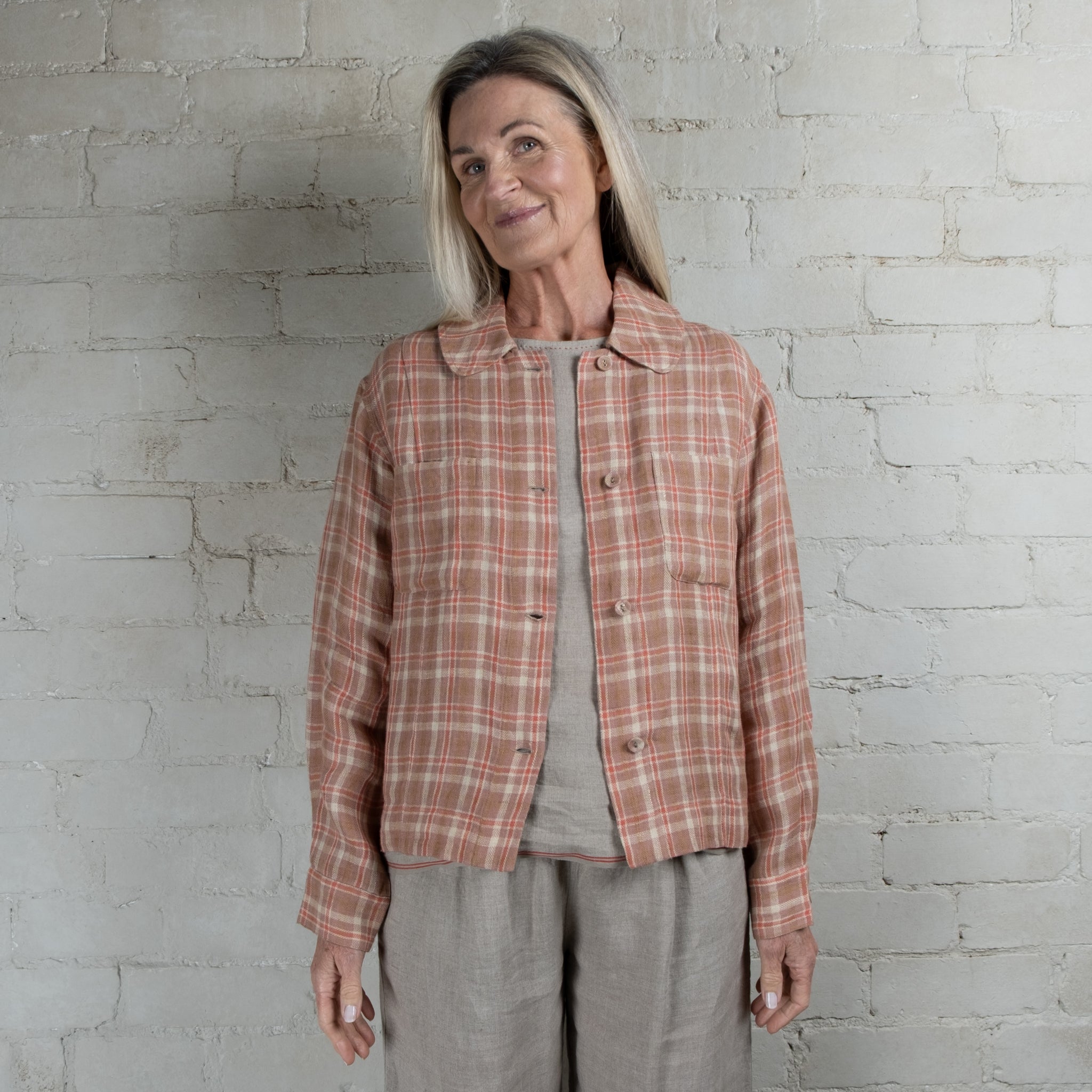 DVE Tarini Linen Check Jacket