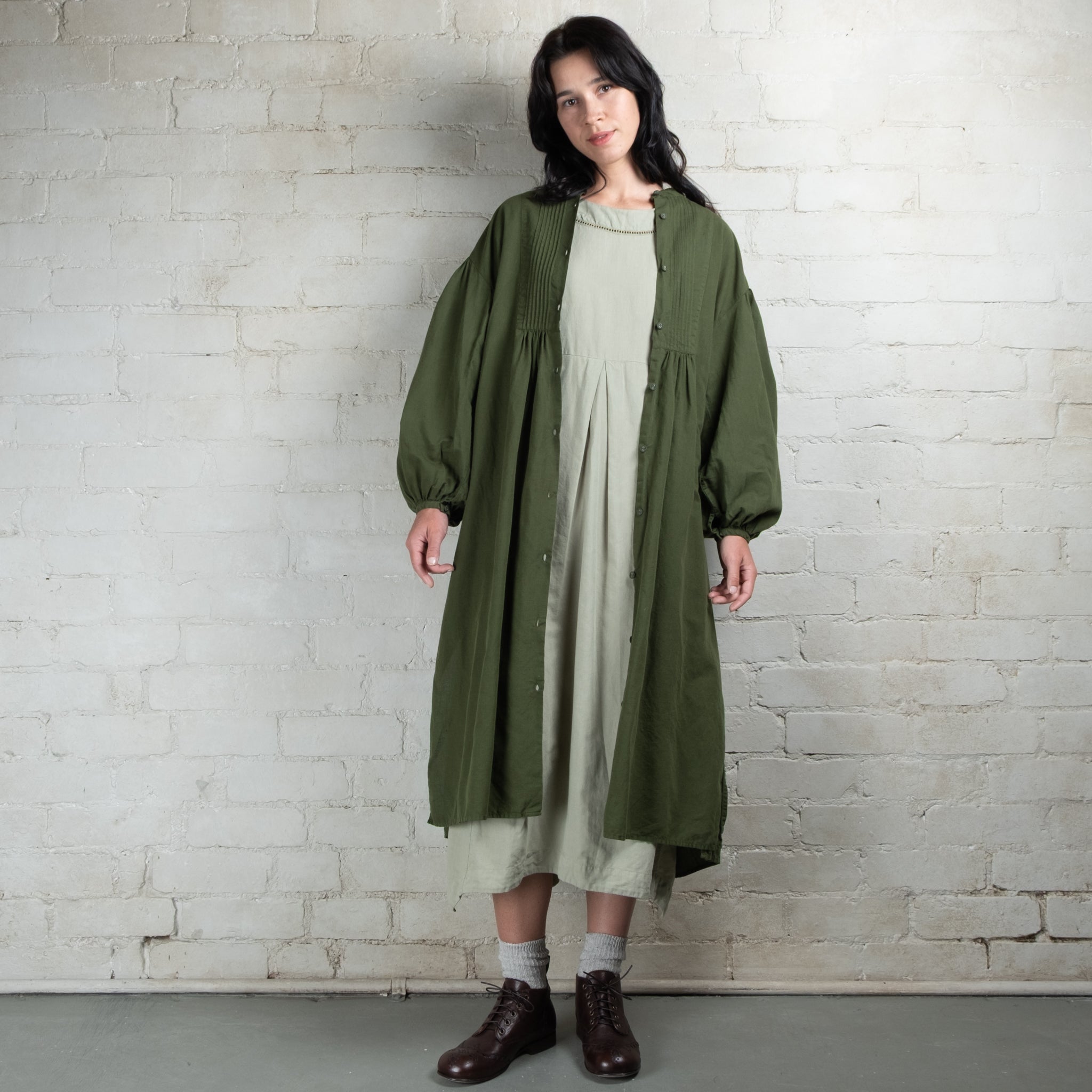 Violetta Linen Cotton Alba Pintuck Duster Dress