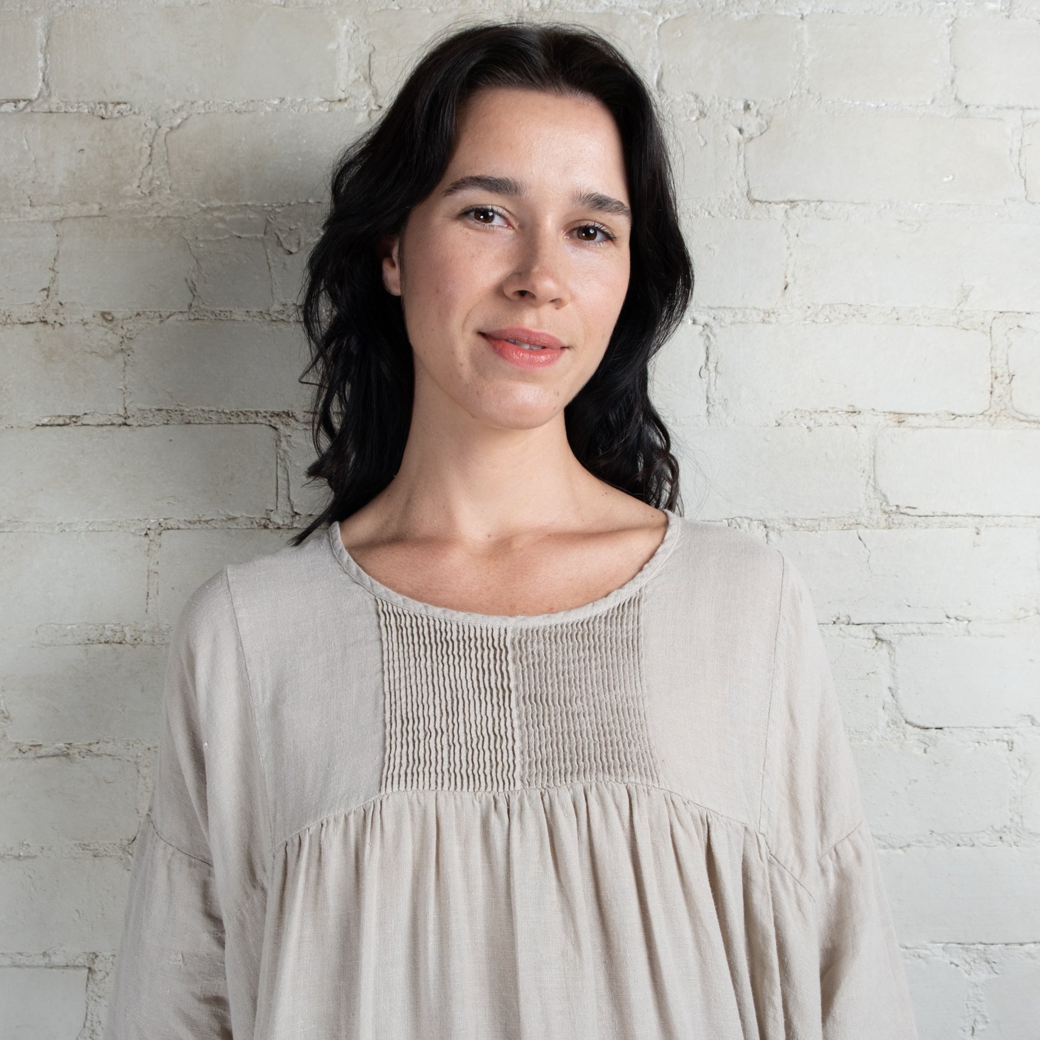 Violetta Charlotte Linen Pintuck Smock Dress