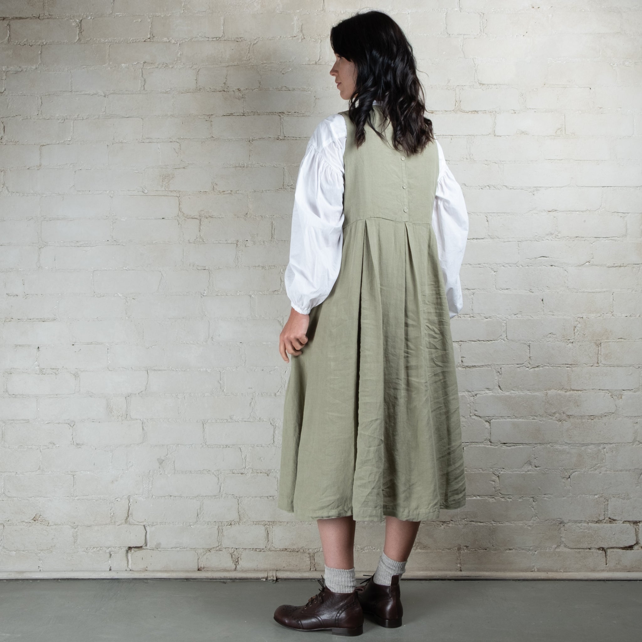 Violetta Potager Linen Pinafore Dress