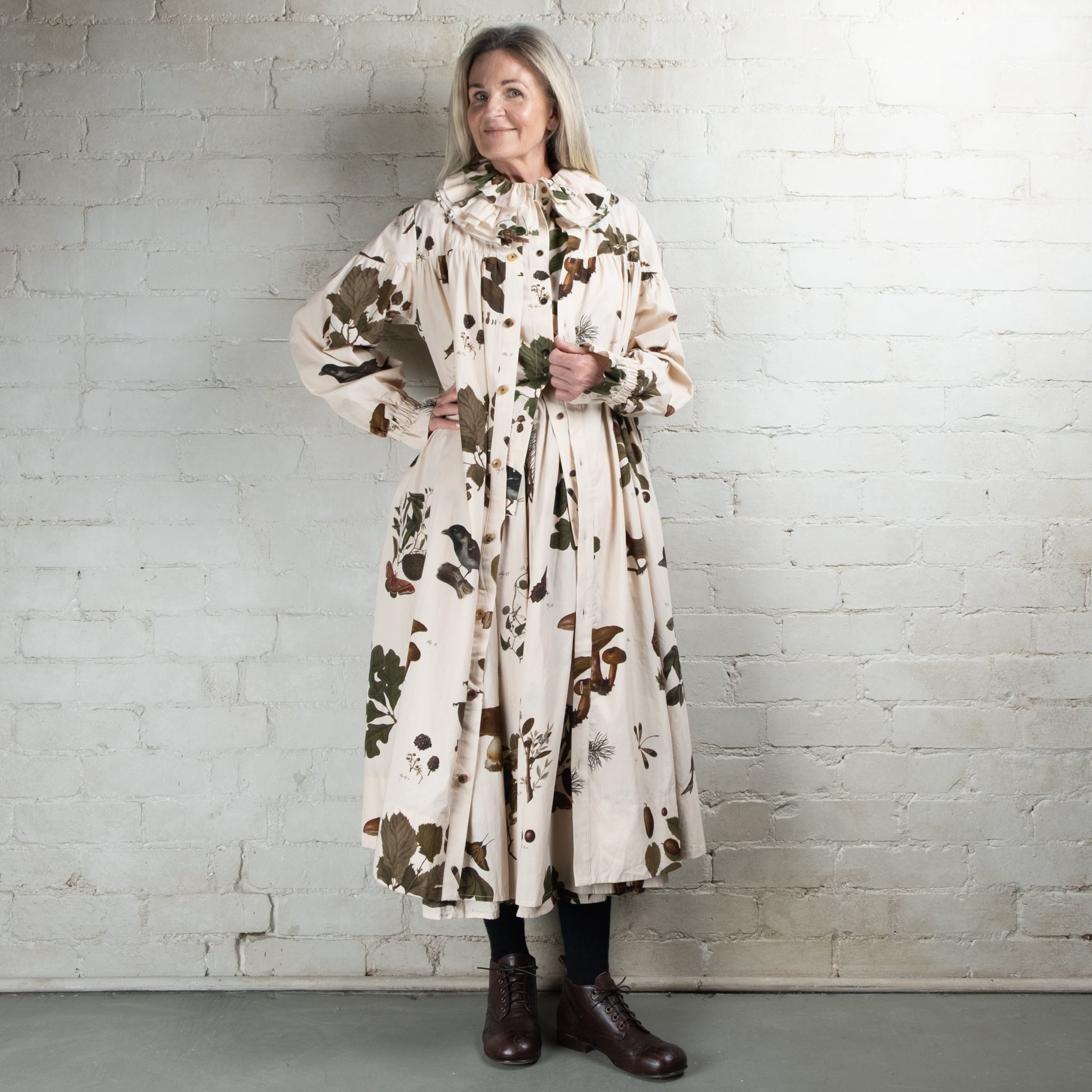 Aleksandr Manamaïs Automne Vert Ruffle Collar Shirt