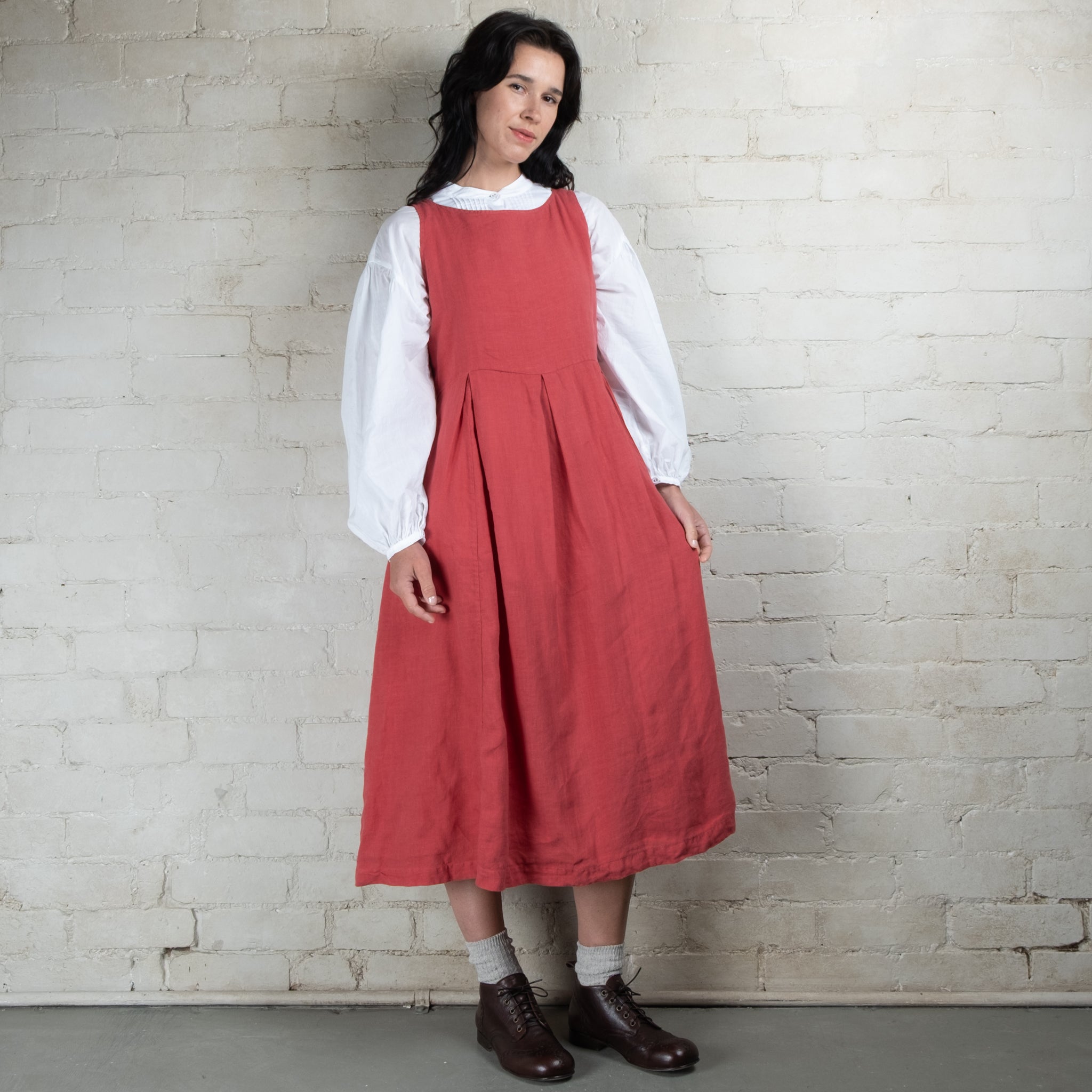 Violetta Potager Linen Pinafore Dress