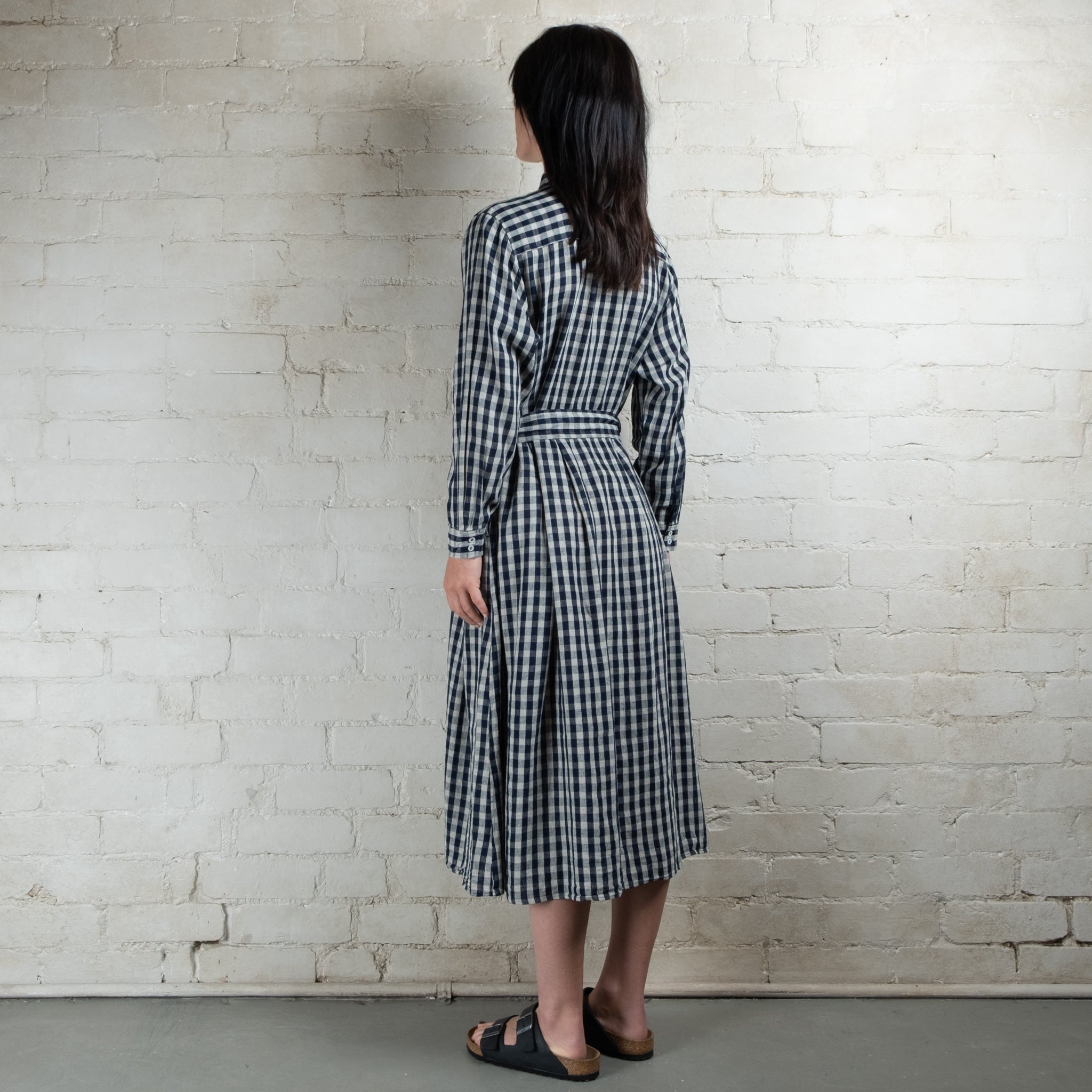Ichi Antiquités Linen Cotton Gingham Check Dress