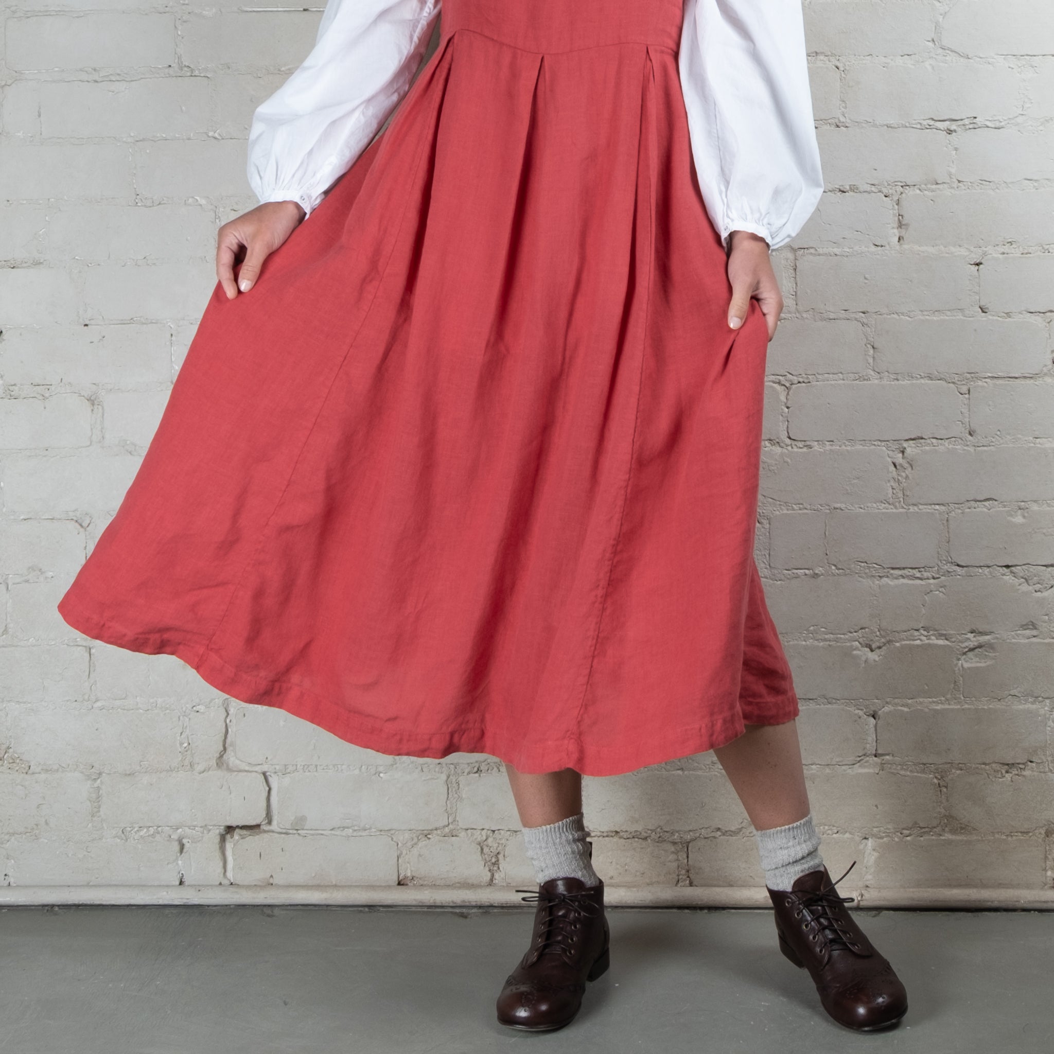 Violetta Potager Linen Pinafore Dress