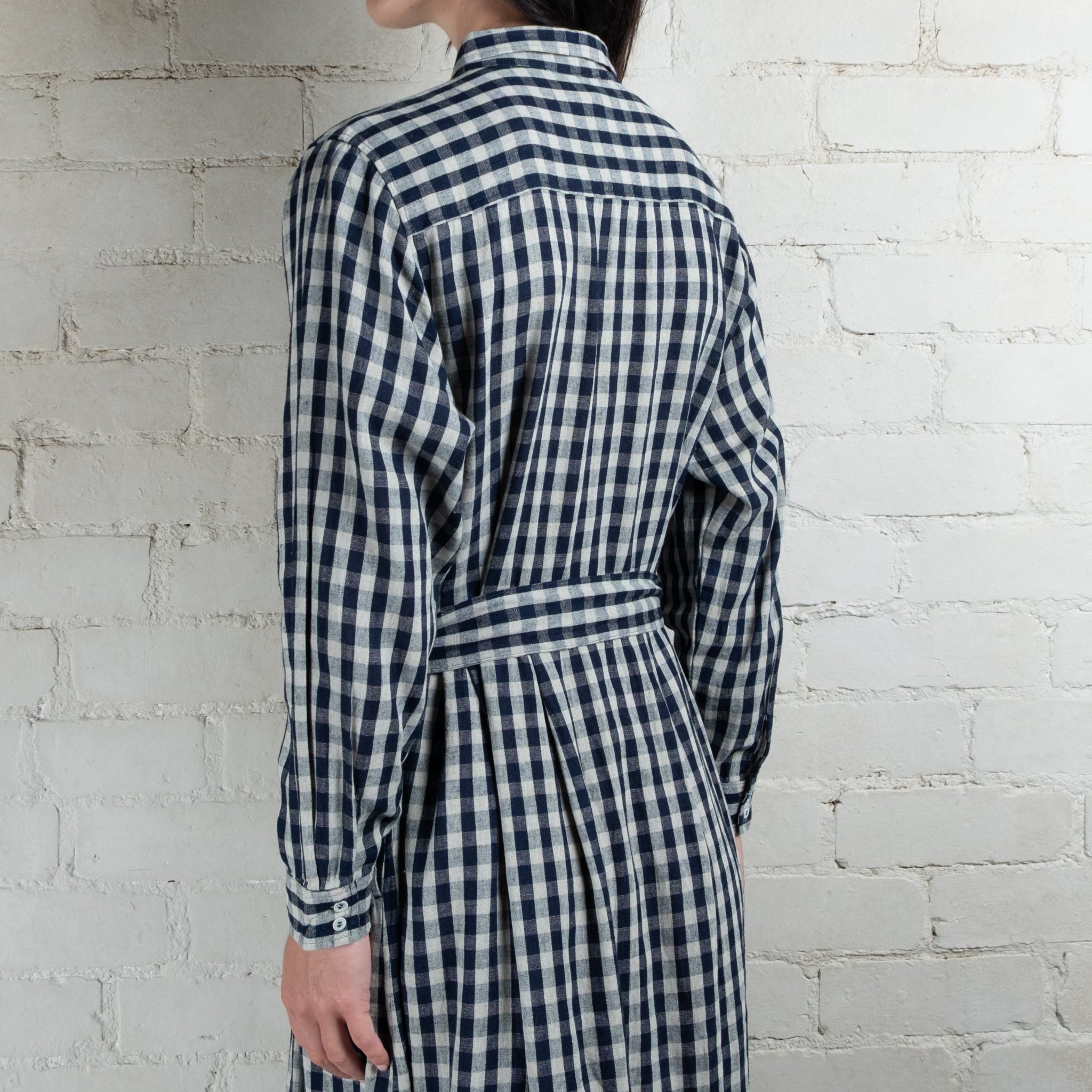 Ichi Antiquités Linen Cotton Gingham Check Dress
