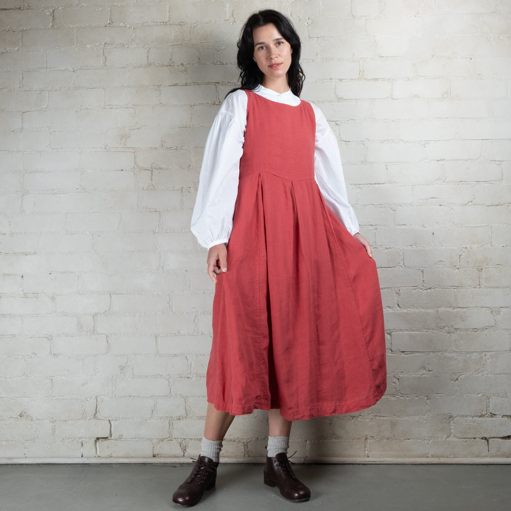 Violetta Potager Linen Pinafore Dress