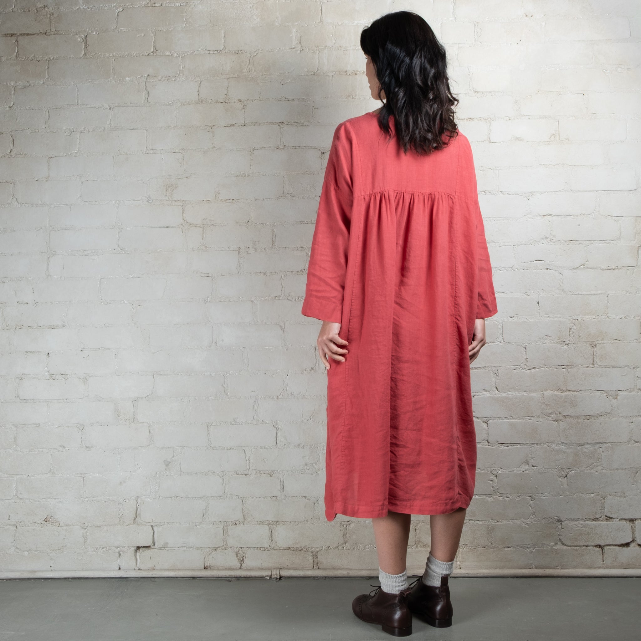 Violetta Charlotte Linen Pintuck Smock Dress