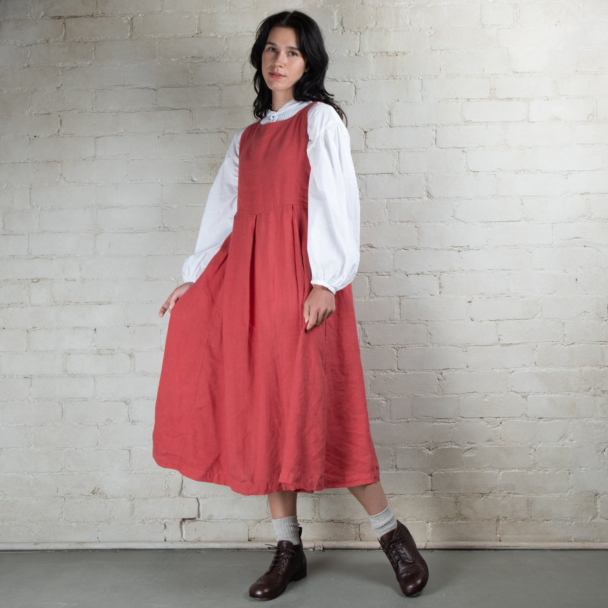 Violetta Potager Linen Pinafore Dress