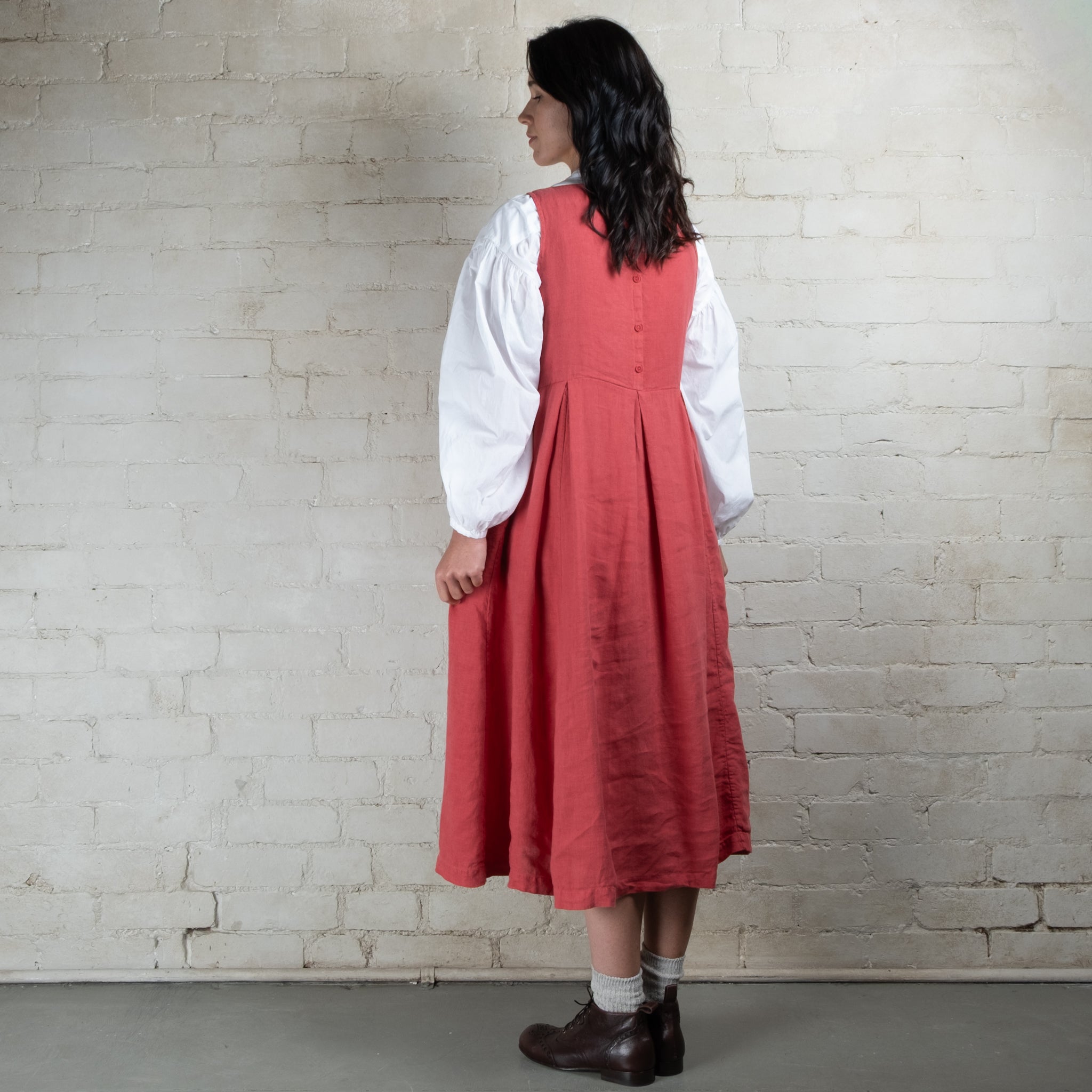 Violetta Potager Linen Pinafore Dress