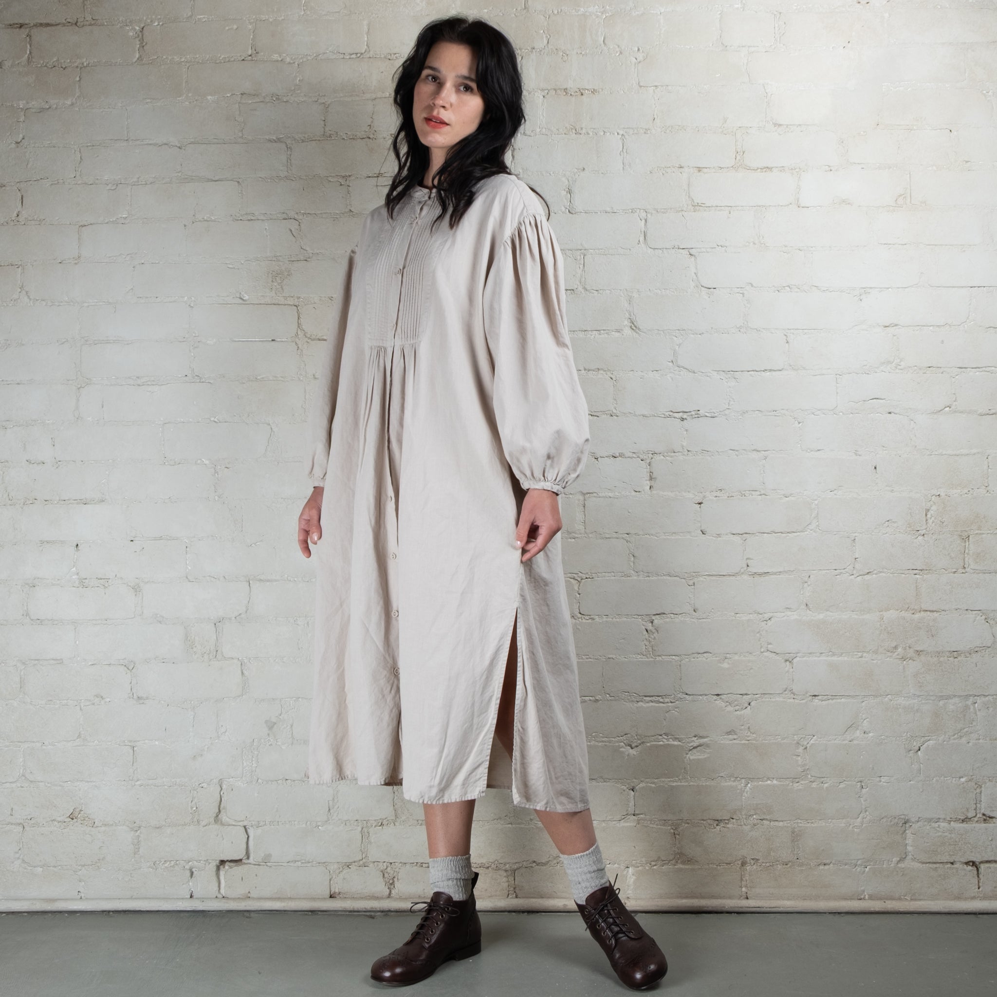 Violetta Linen Cotton Alba Pintuck Duster Dress