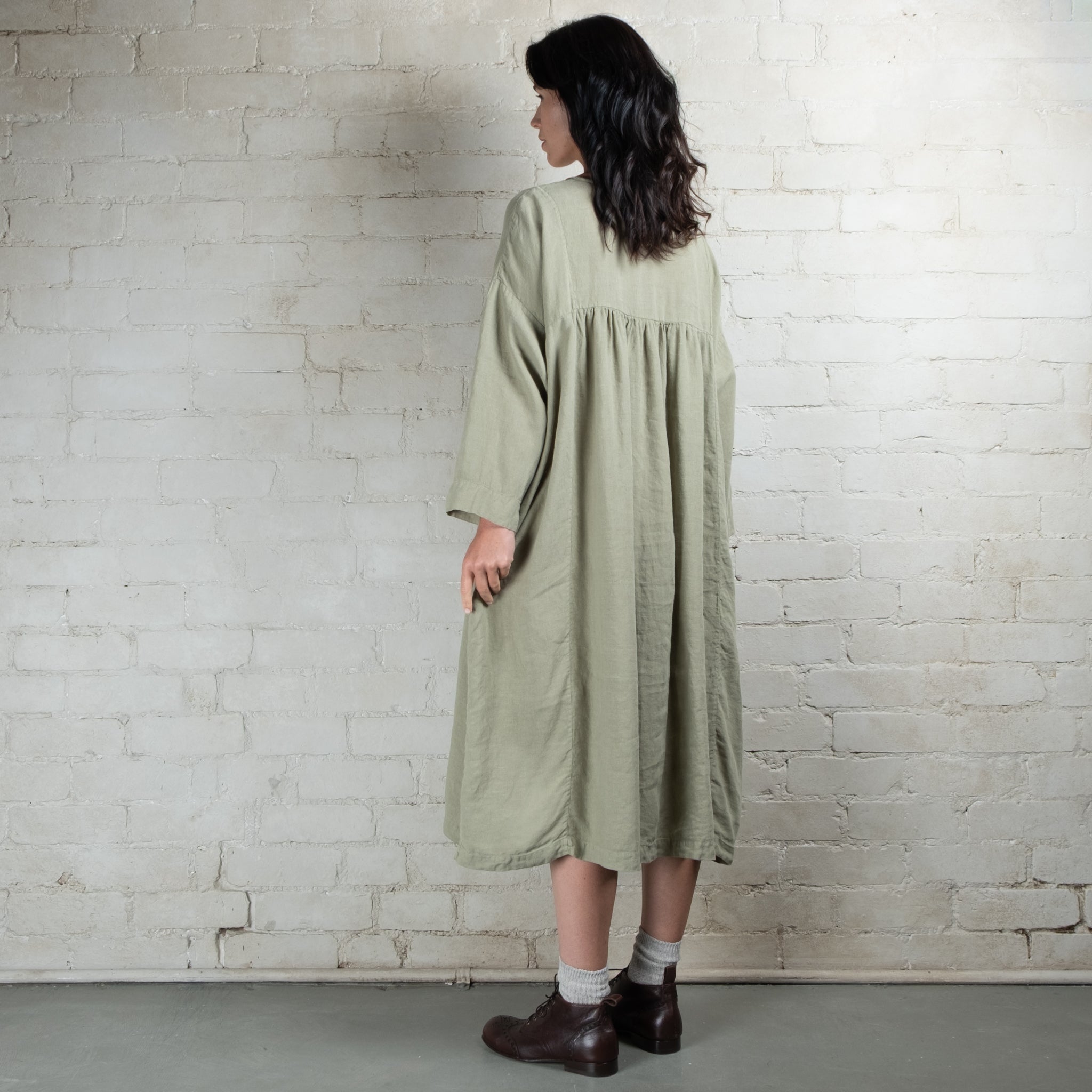 Violetta Charlotte Linen Pintuck Smock Dress