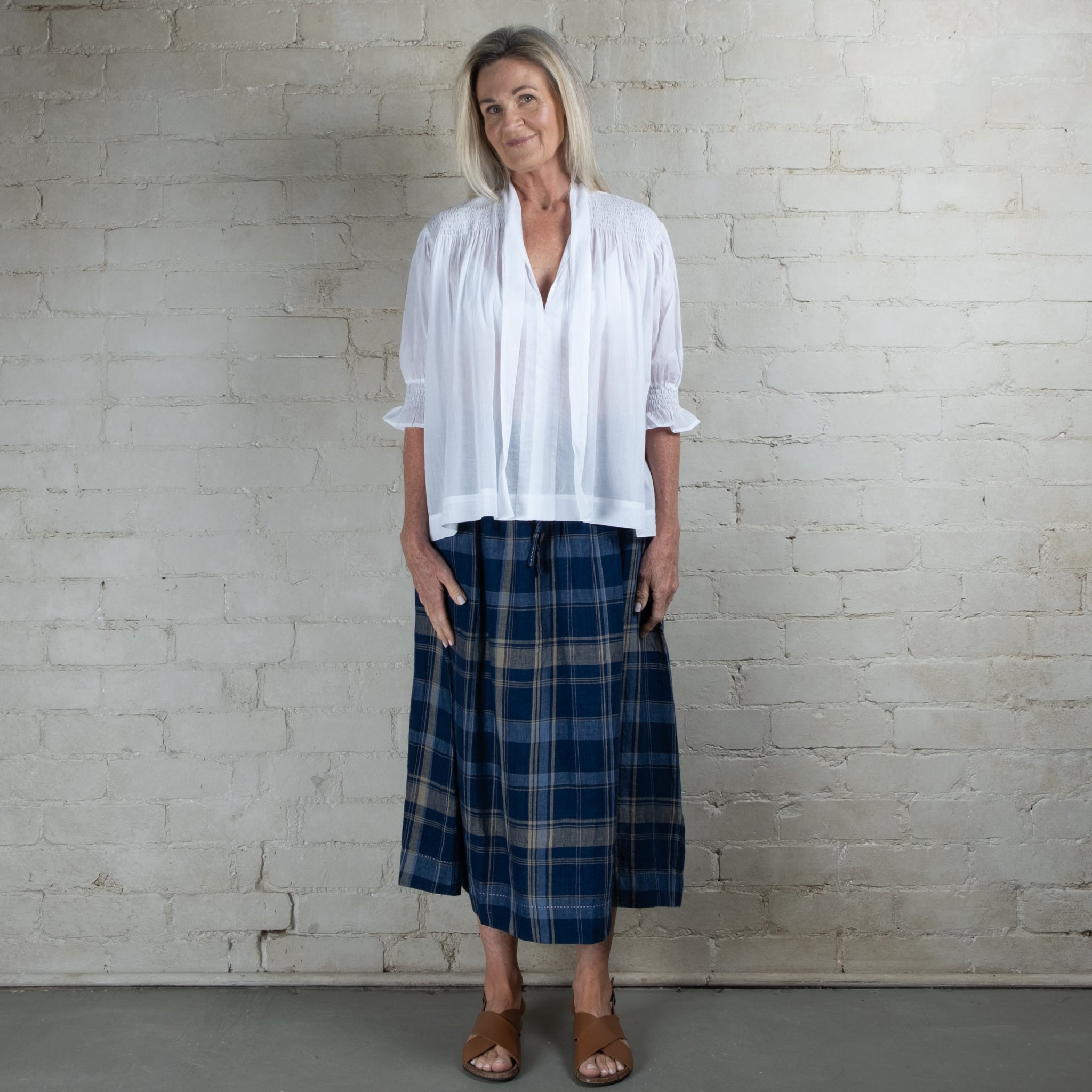 DVE Isha Linen Check Skirt