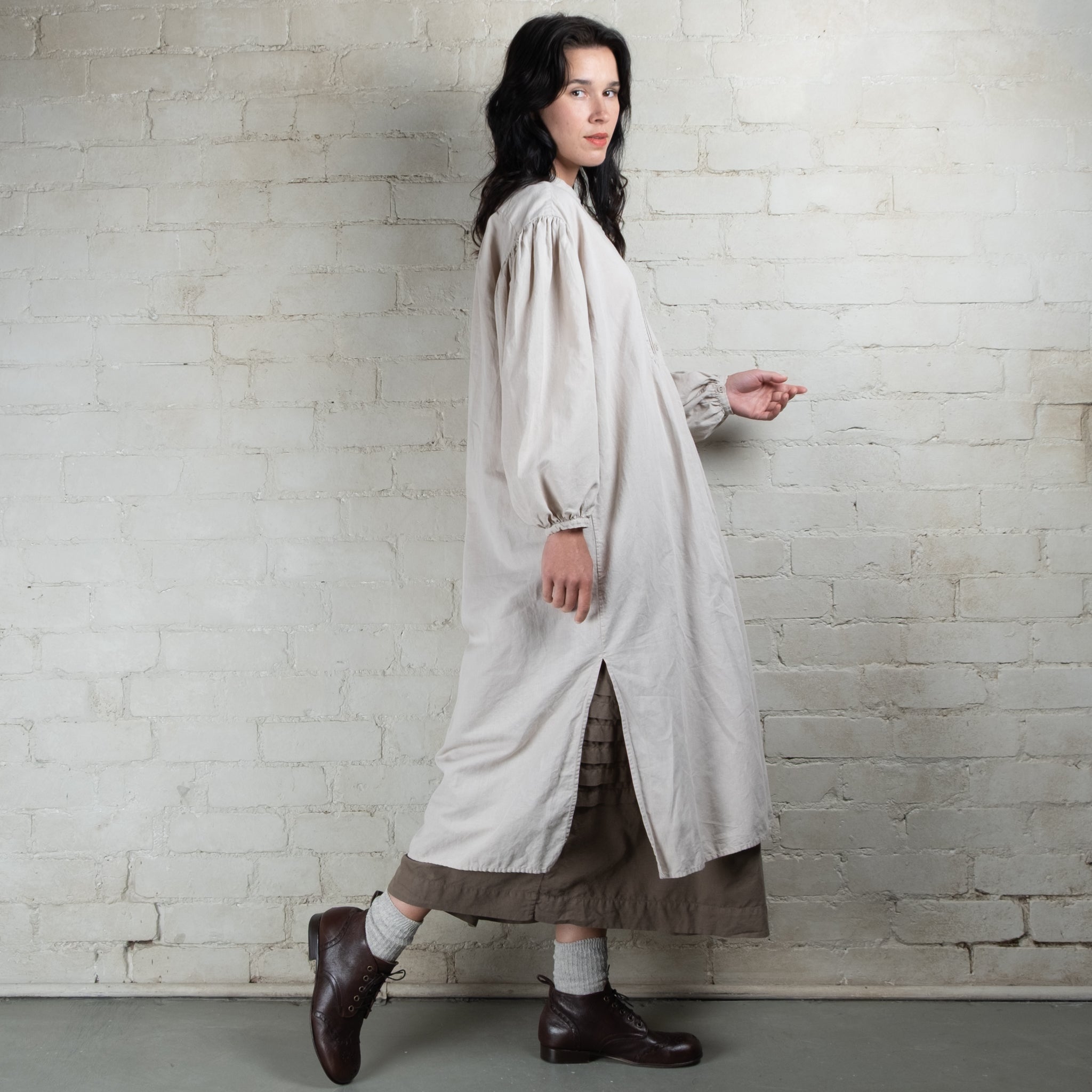 Violetta Linen Cotton Alba Pintuck Duster Dress