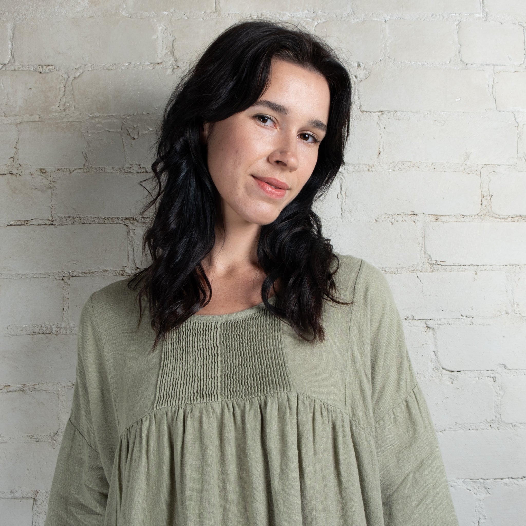 Violetta Charlotte Linen Pintuck Smock Dress