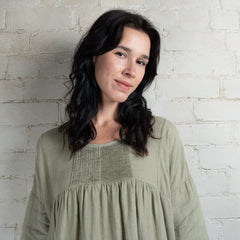 Violetta Charlotte Linen Pintuck Smock Dress