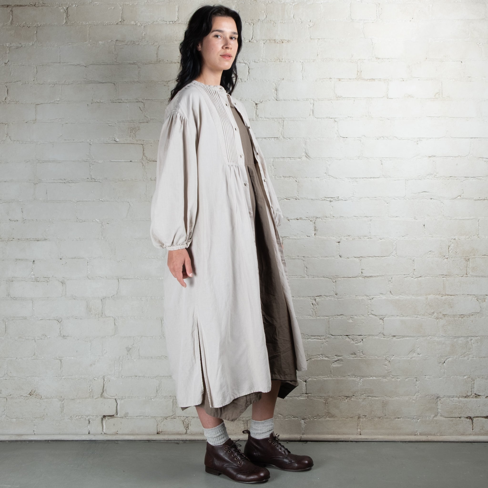 Violetta Linen Cotton Alba Pintuck Duster Dress