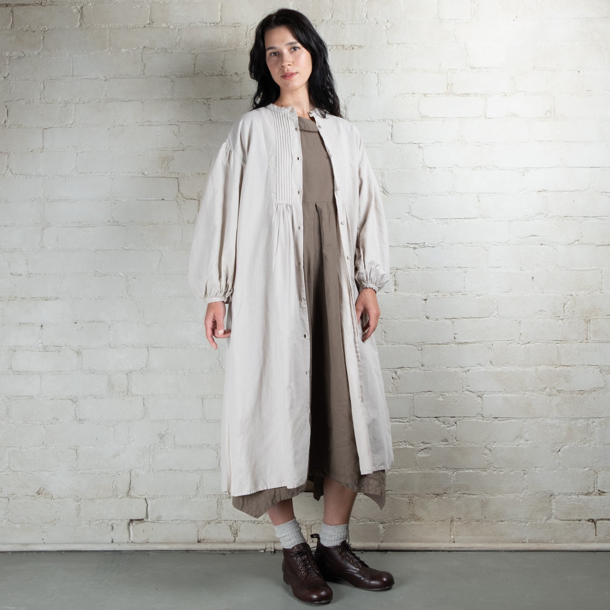 Violetta Linen Cotton Alba Pintuck Duster Dress