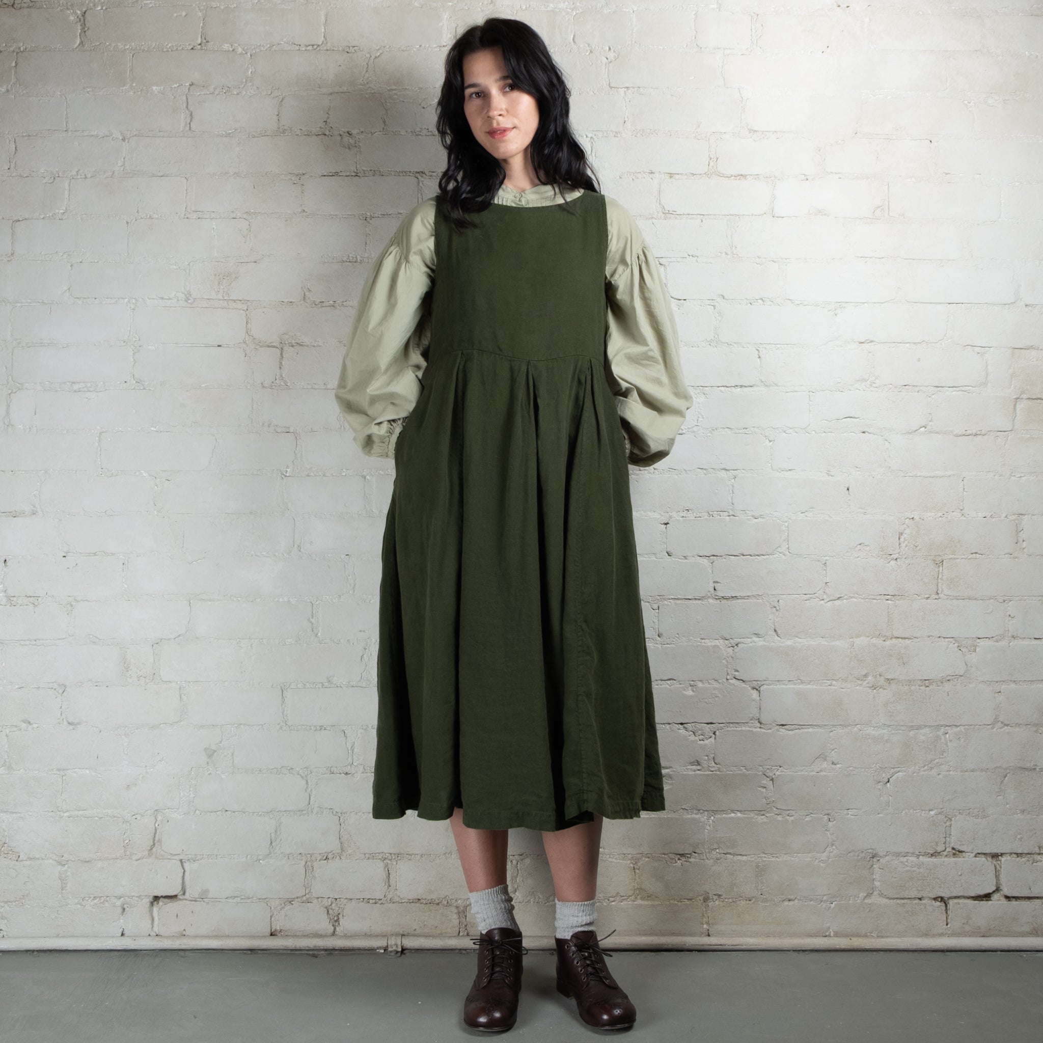 Violetta Potager Linen Pinafore Dress