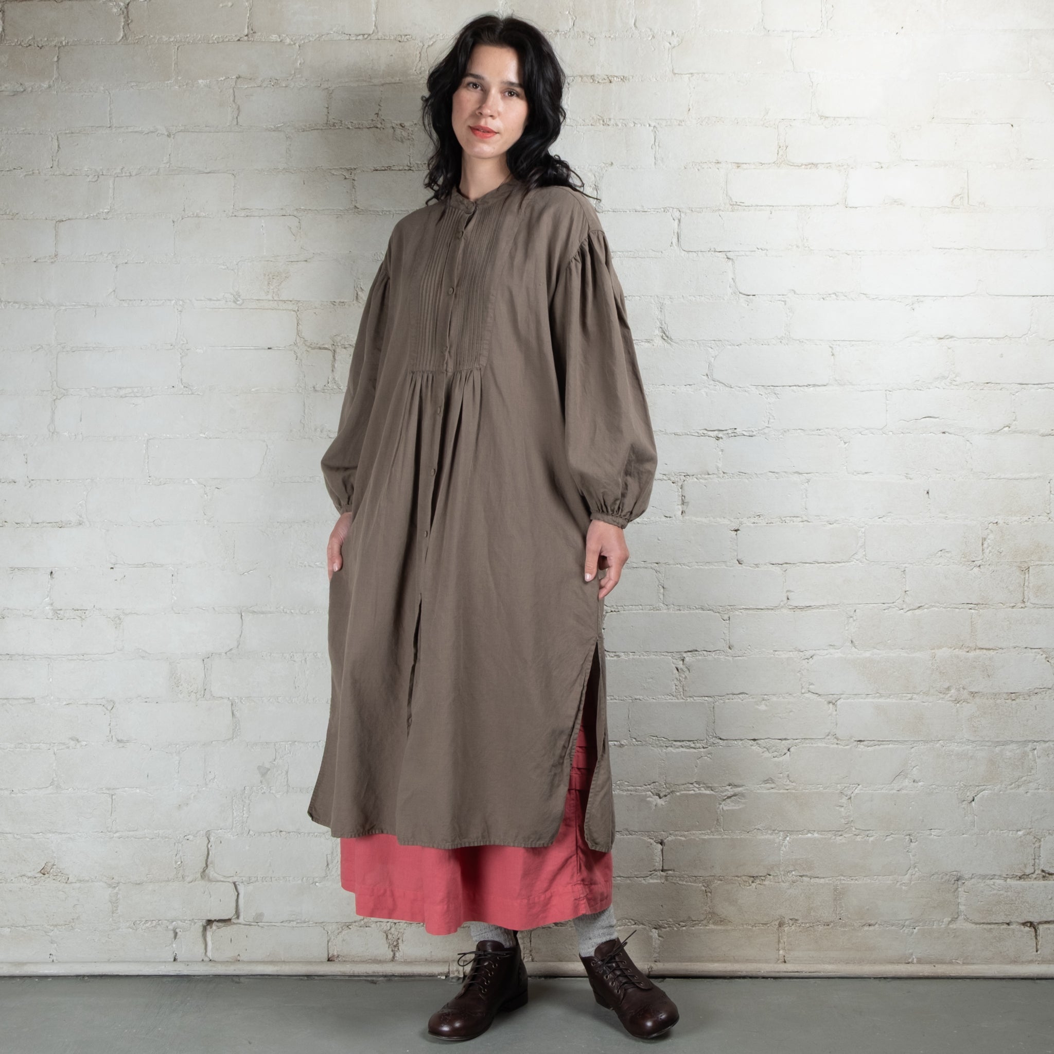Violetta Linen Cotton Alba Pintuck Duster Dress