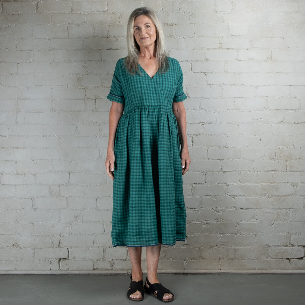 DVE Rahi Linen Check Dress