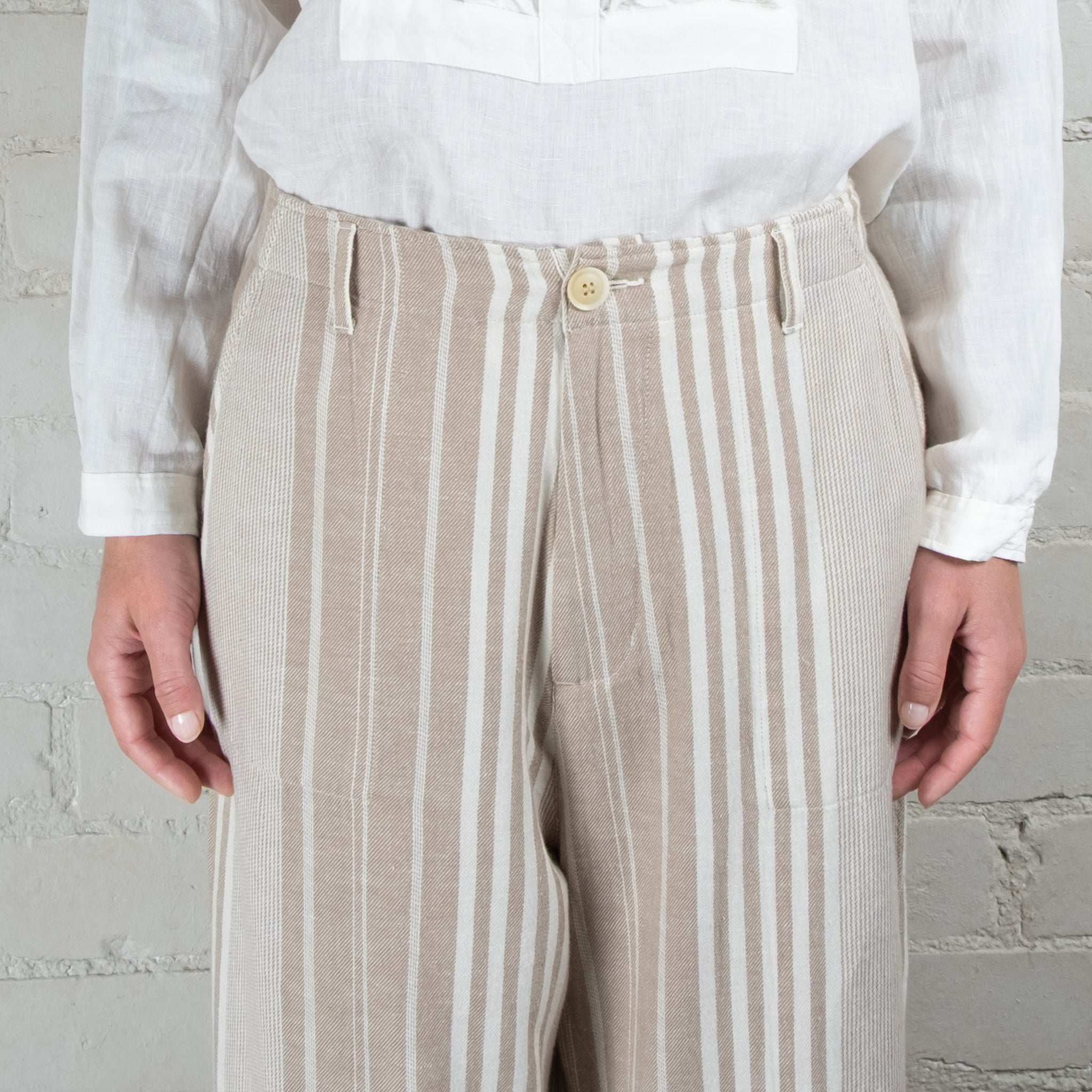 Ichi Antiquités India random Stripe Cotton Linen Pants