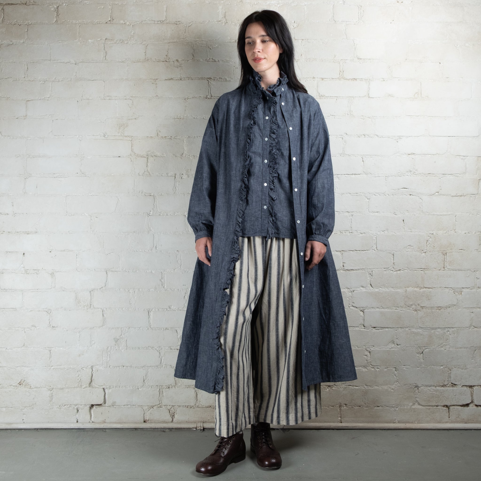 Ichi Antiquités Linen Cotton Stripe Pants