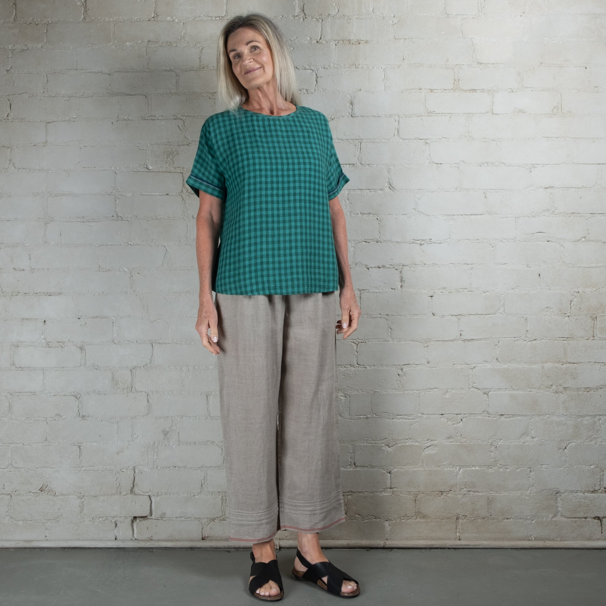 DVE Bhadra Linen Check Top