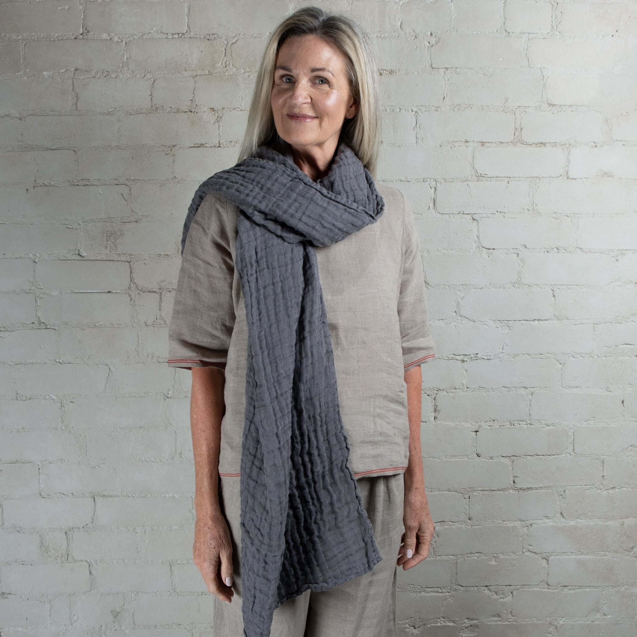 Rustic French Linen Scarf