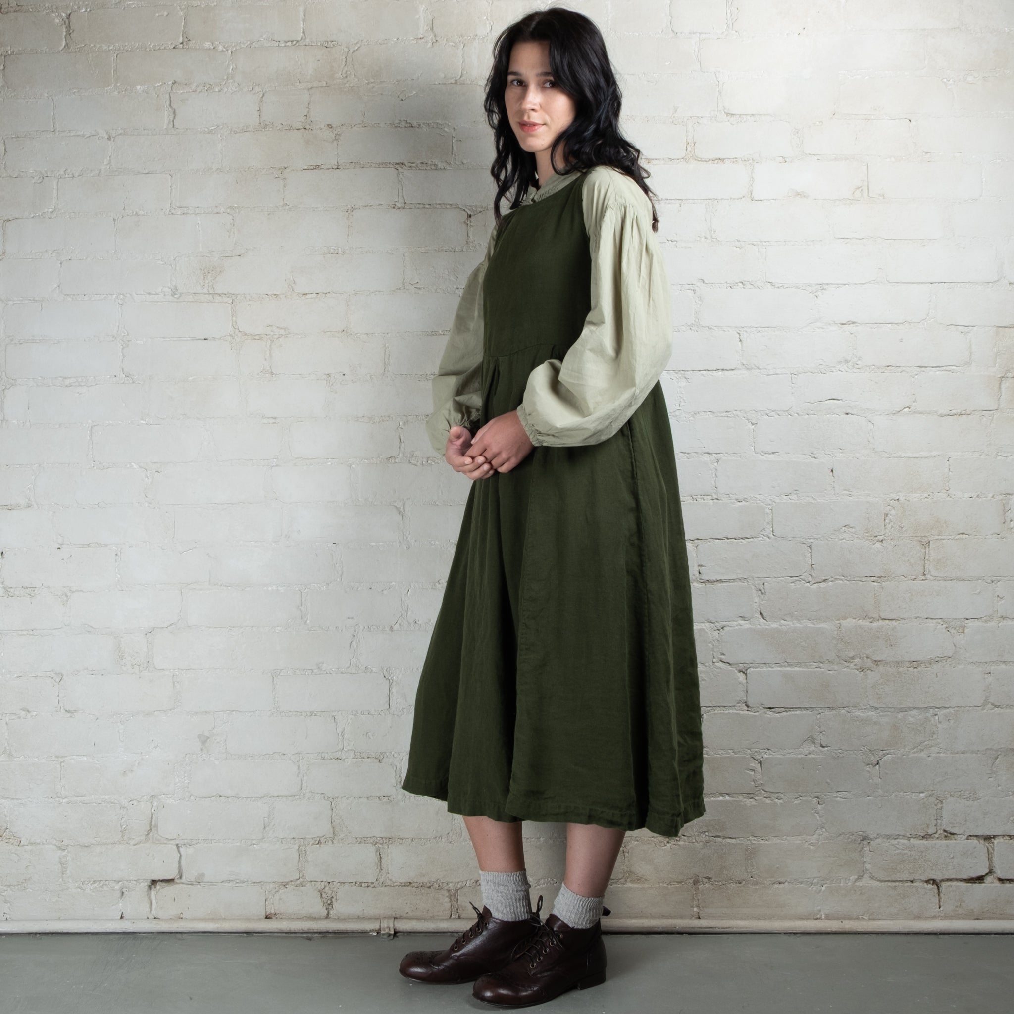 Violetta Potager Linen Pinafore Dress