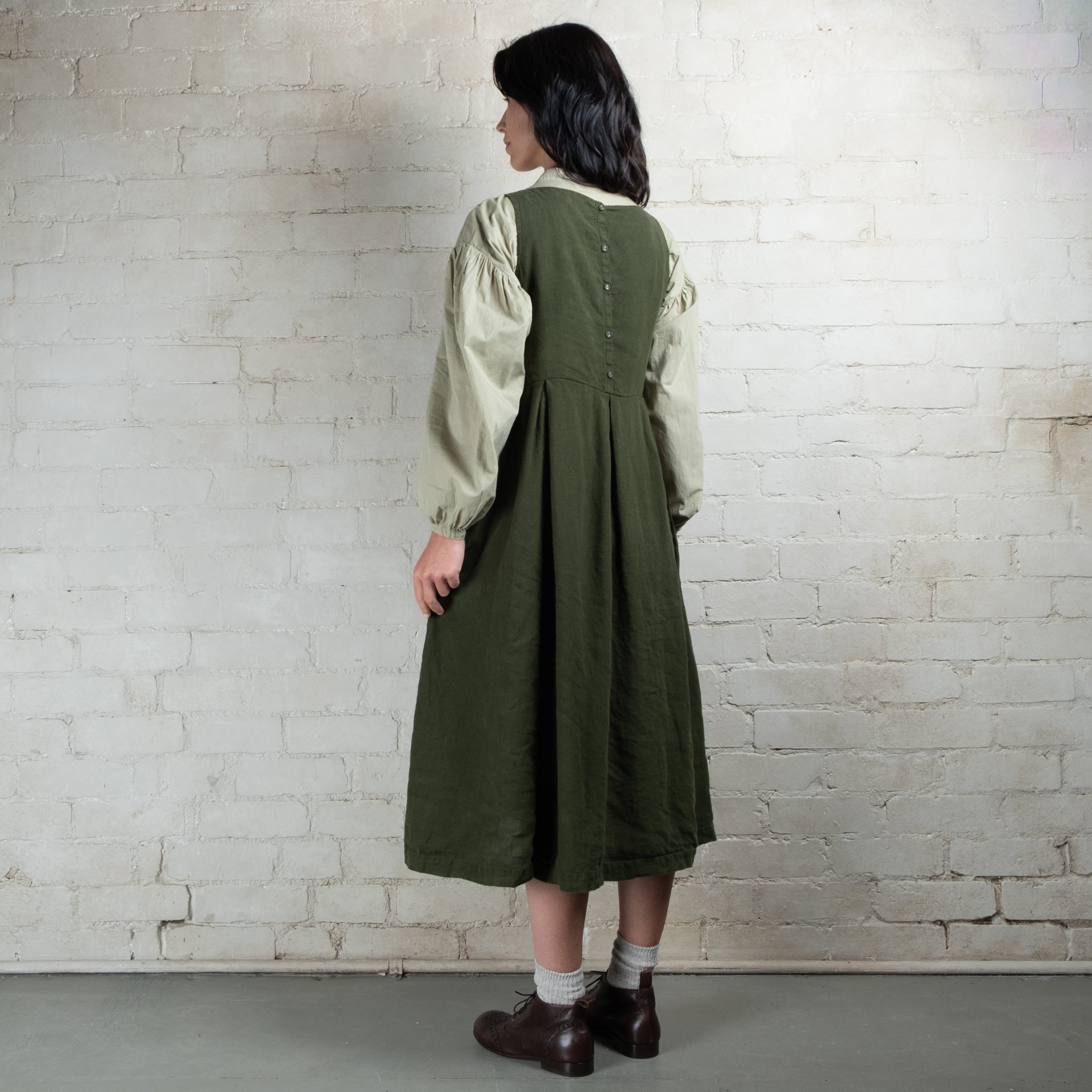 Violetta Potager Linen Pinafore Dress