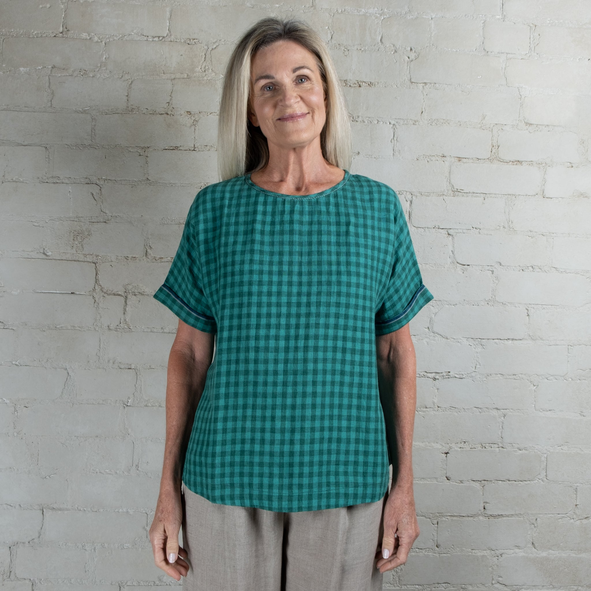 DVE Bhadra Linen Check Top