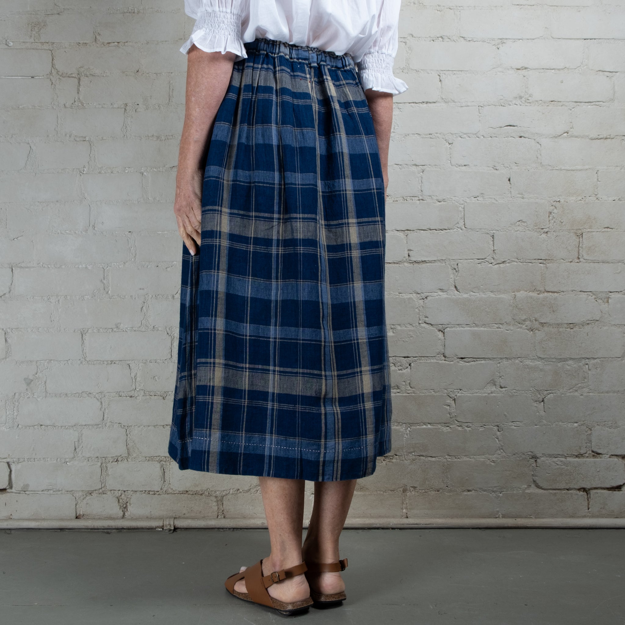 DVE Isha Linen Check Skirt